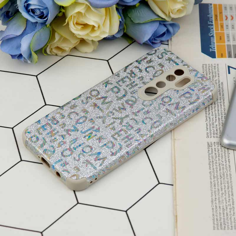 قاب شاینی سواروسکی محافظ لنزدار طرح لاتین Xiaomi Redmi Note 8 Pro