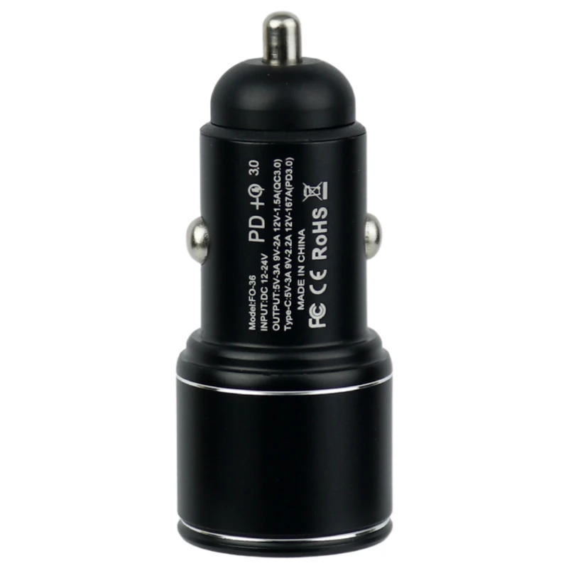 شارژر فندکی فست شارژ Universal brand 369 X-1 FO-36 QC3.0 3A PD 20W