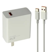 شارژر دیواری فست شارژ Xiaomi MDY-12-ES High Copy 6.1A QC3 PD 67W + کابل تایپ سی