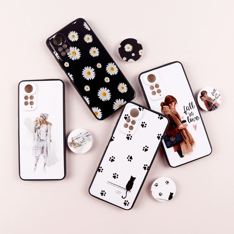 قاب فانتزی طرحدار دخترانه محافظ لنزدار + پاپ سوکت Xiaomi Redmi Note 11 / 11s سری R