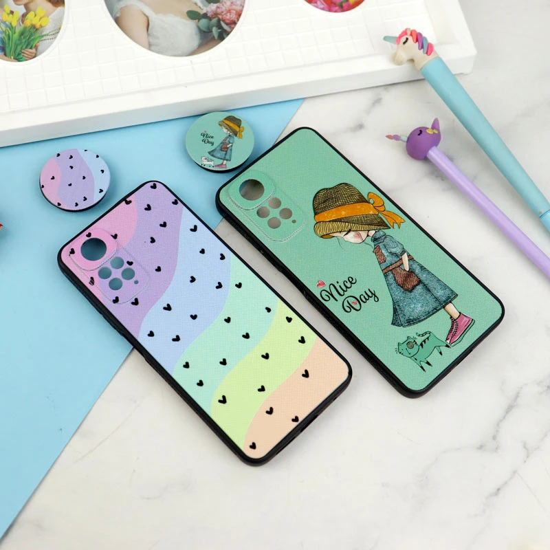 قاب فانتزی طرحدار دخترانه محافظ لنزدار + پاپ سوکت Xiaomi Redmi Note 11 / 11s سری R