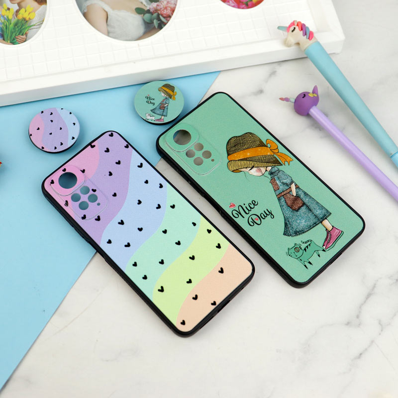 قاب فانتزی طرحدار دخترانه محافظ لنزدار + پاپ سوکت Xiaomi Redmi Note 11 / 11s سری R