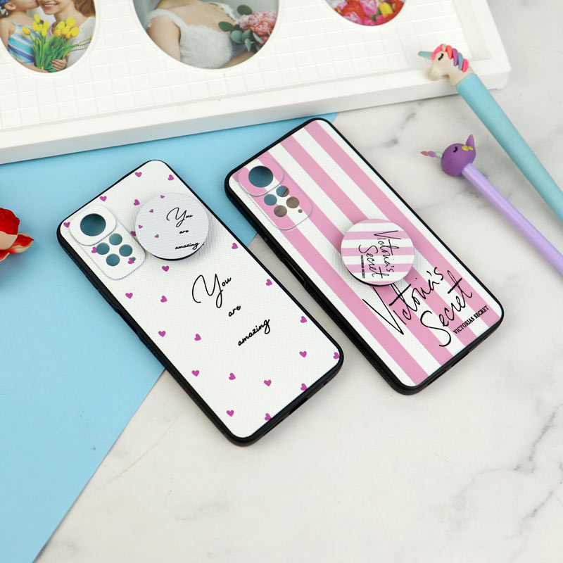 قاب فانتزی طرحدار دخترانه محافظ لنزدار + پاپ سوکت Xiaomi Redmi Note 11 / 11s سری R