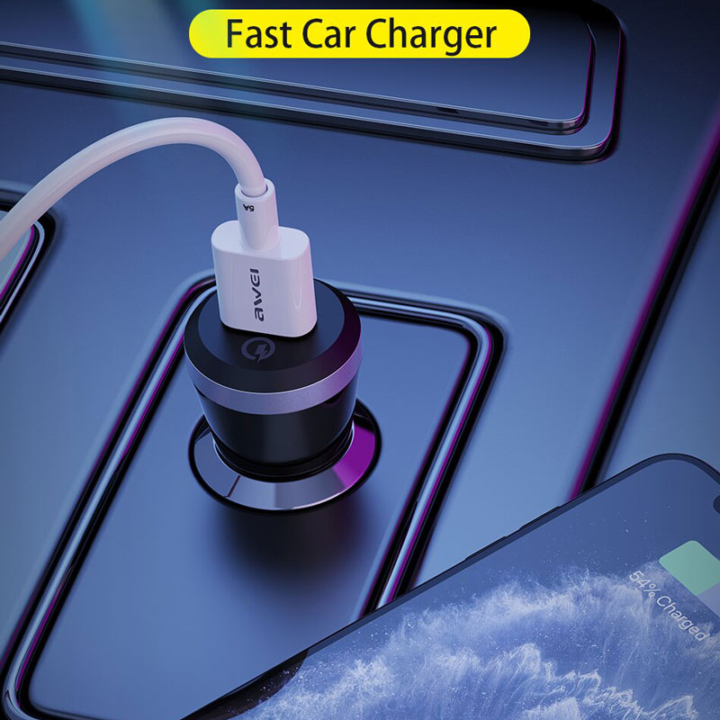 شارژر فندکی فست شارژ Awei C-825 QC3.0 3A PD