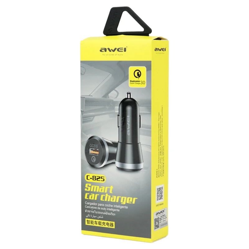 شارژر فندکی فست شارژ Awei C-825 QC3.0 3A