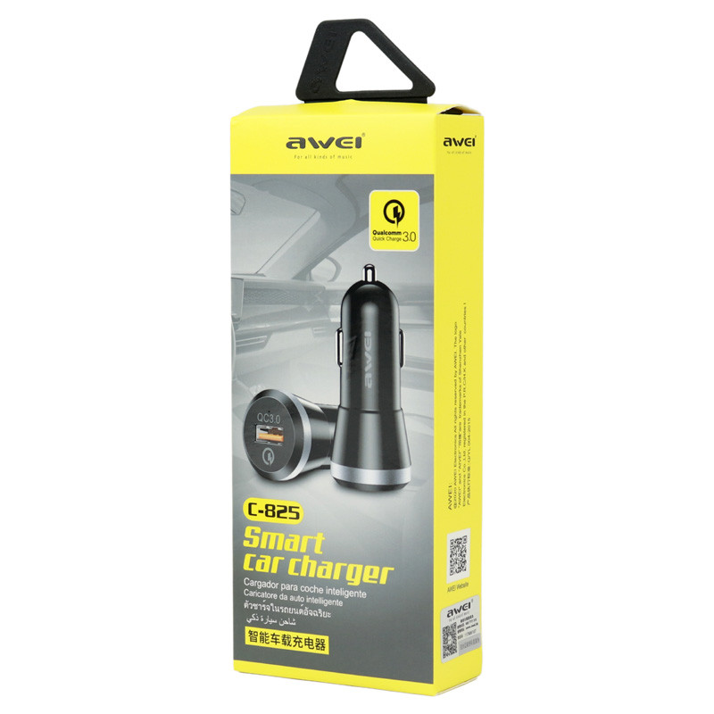 شارژر فندکی فست شارژ Awei C-825 QC3.0 3A PD