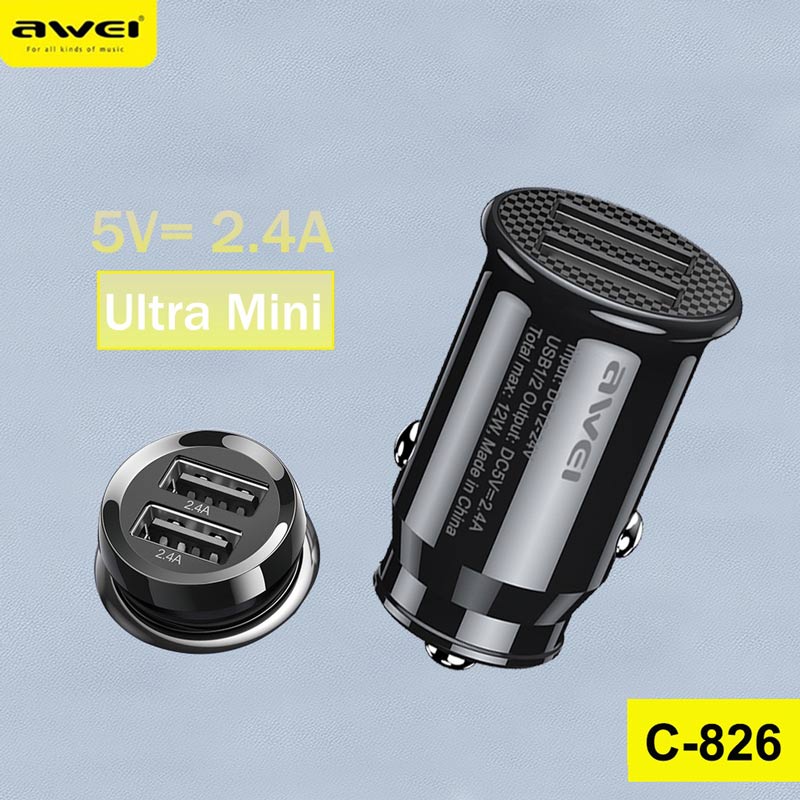 شارژر فندکی فست شارژ Awei C-826 2.4A 12W
