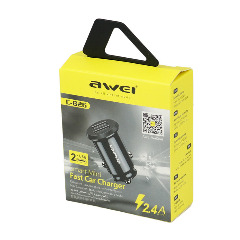 شارژر فندکی فست شارژ Awei C-826 2.4A 12W