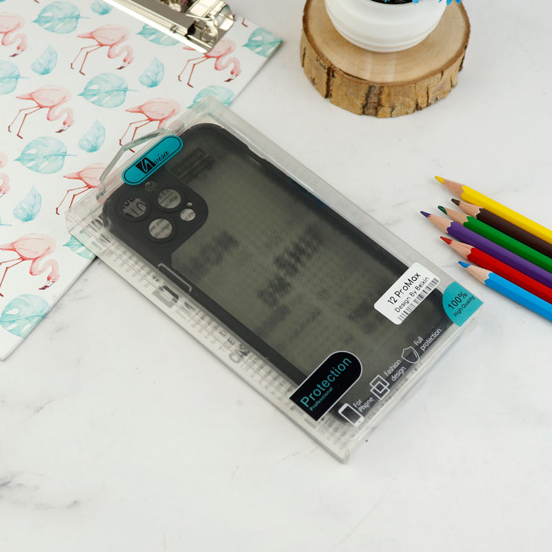 قاب اورجینال PC Carbon محافظ لنز دار iPhone 12 Pro Max مشکی