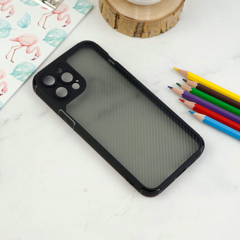قاب اورجینال PC Carbon محافظ لنز دار iPhone 12 Pro Max مشکی