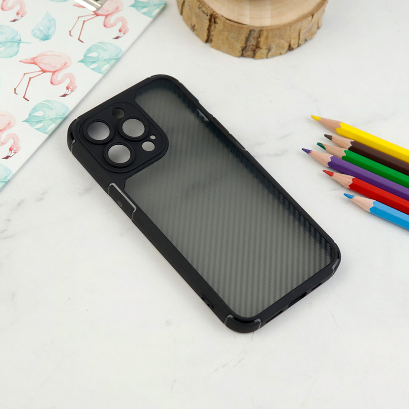 قاب اورجینال PC Carbon محافظ لنز دار iPhone 13 Pro مشکی