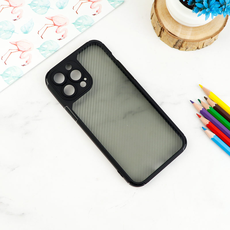 قاب اورجینال PC Carbon محافظ لنز دار iPhone 13 Pro Max مشکی