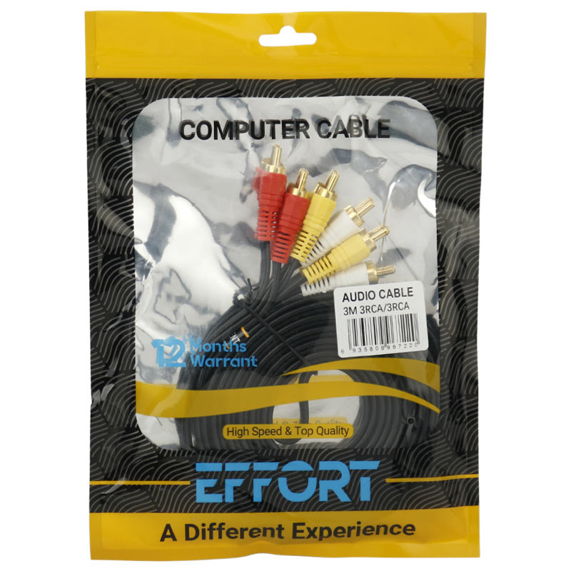 کابل 3 به 3 Effort AV RCA 3m