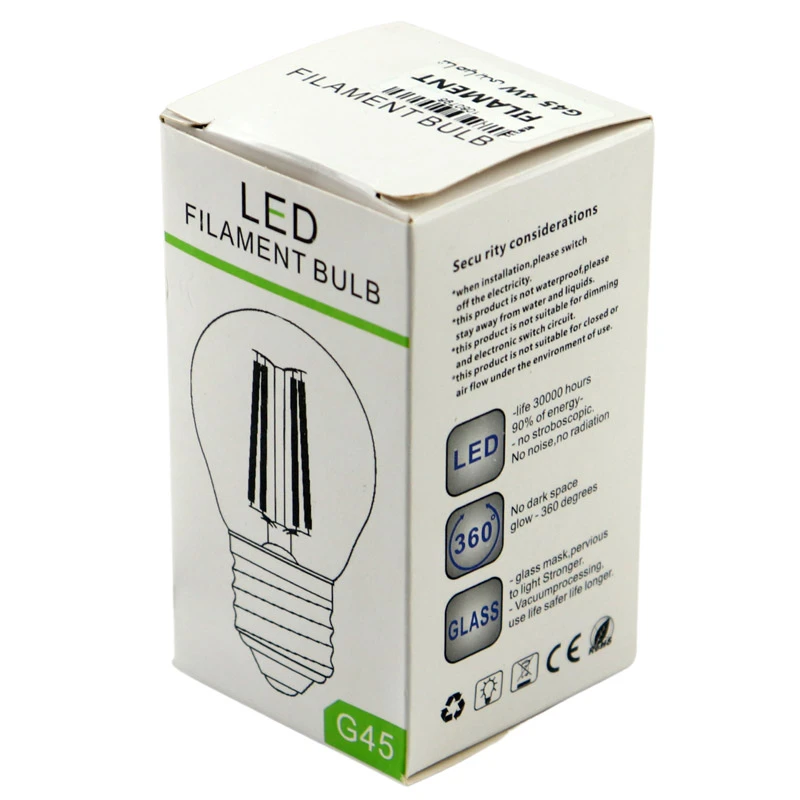 لامپ فیلامنتی حبابی 4 وات G45 پایه E27