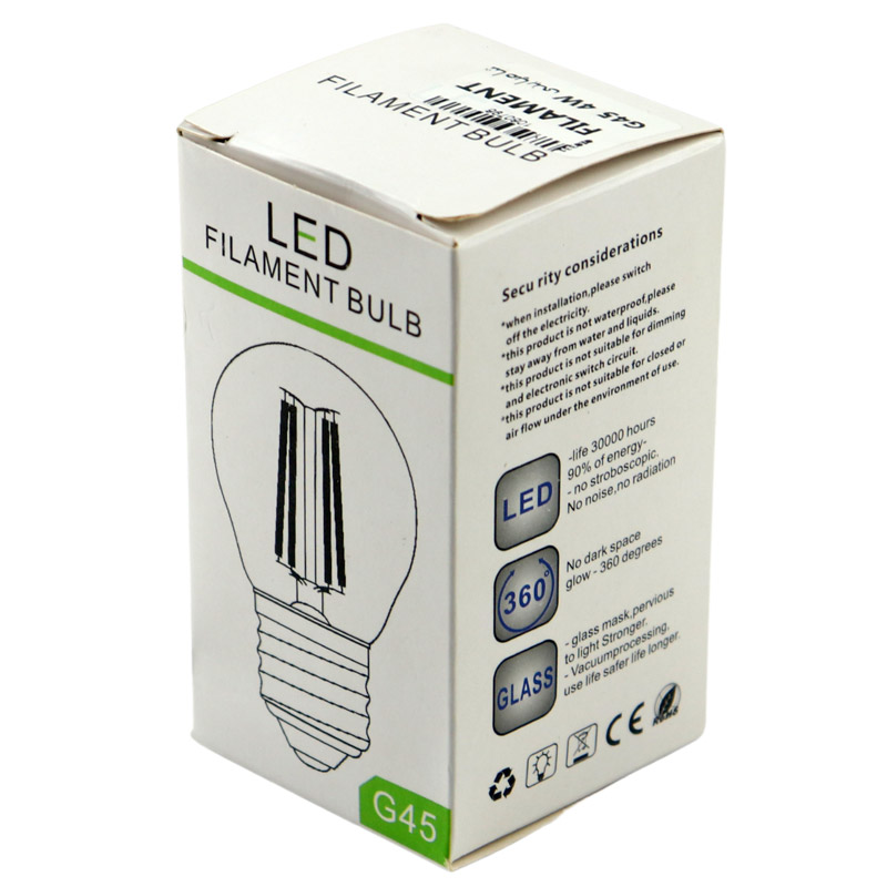 لامپ فیلامنتی حبابی 4 وات G45 پایه E27