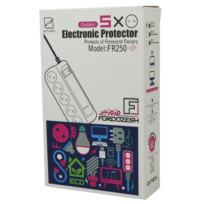 محافظ برق صوتی تصویری 5 خانه فروزش FR250 با کابل 2٫8 متری