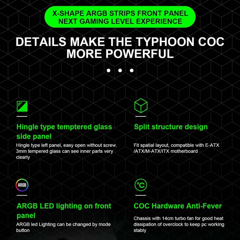 کیس کامپیوتر گیم مکس GameMax Typhoon COC ARGB
