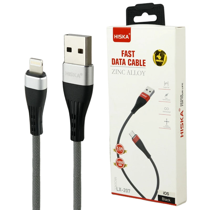 کابل لایتنینگ فست شارژ 5 آمپر هیسکا LX-207 طول 1 متر