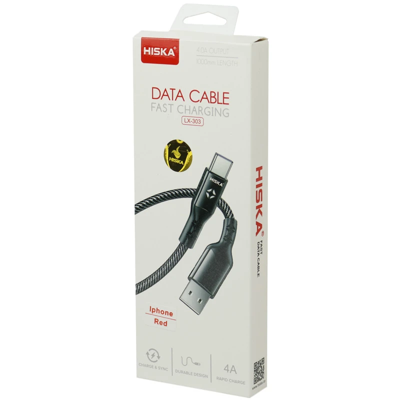 کابل آیفونی فست شارژ Hiska LX-303 4A 1m