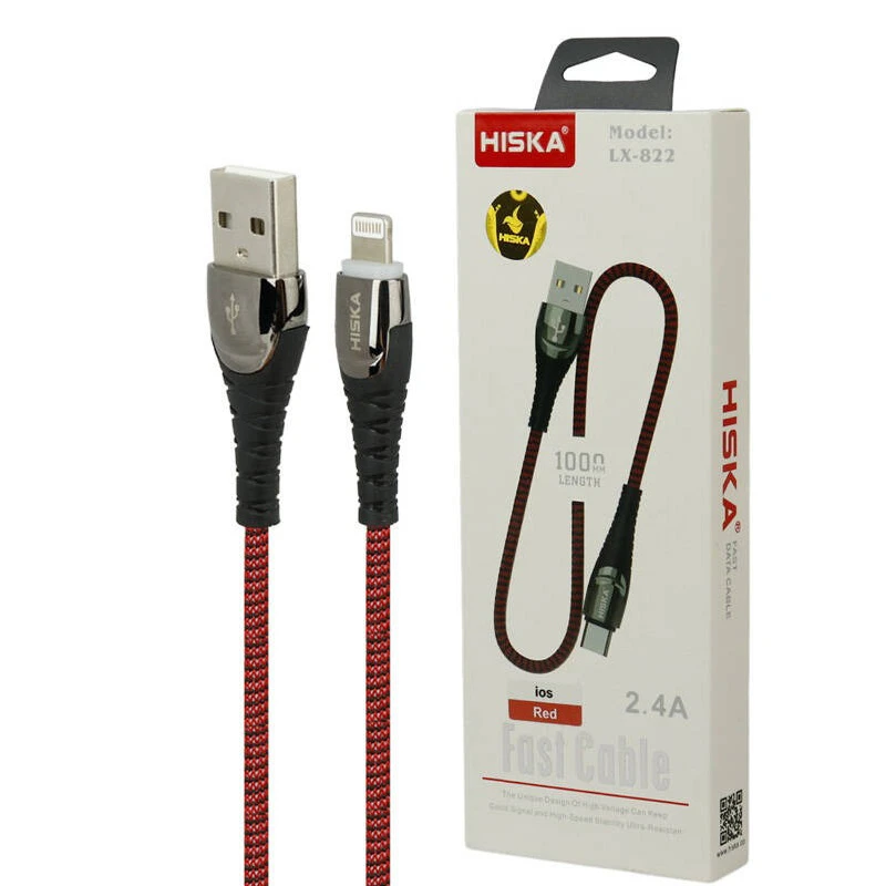 کابل لایتنینگ فست شارژ 2.4 آمپر هیسکا LX-822 طول 1 متر