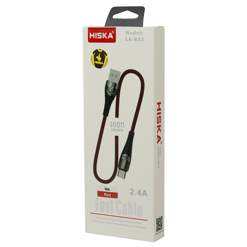 کابل آیفونی فست شارژ Hiska LX-822 2.4A 1m