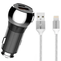 شارژر فندکی فست شارژ Ldnio C1 3A QC3.0 PD 36W + کابل آیفونی