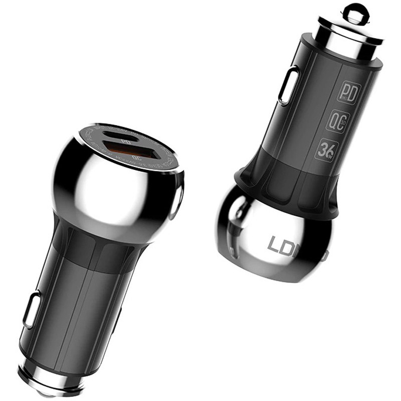 شارژر فندکی فست شارژ Ldnio C1 3A QC3.0 PD 36W + کابل آیفونی