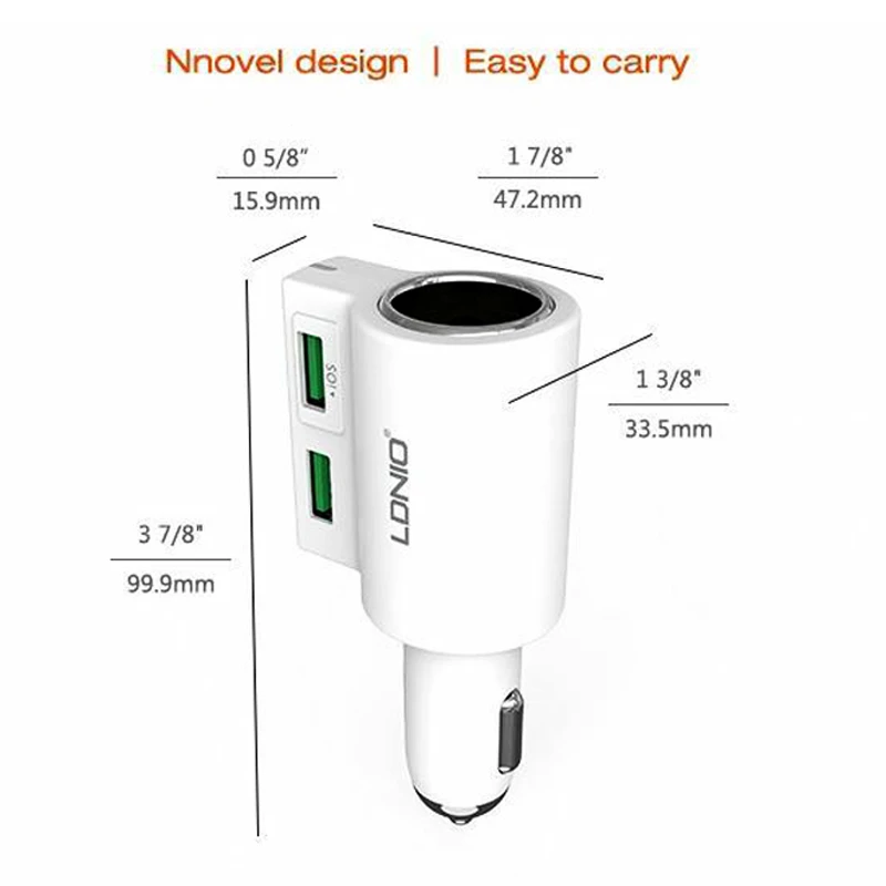 شارژر فندکی فست شارژ Ldnio CM10 4.2A 21W