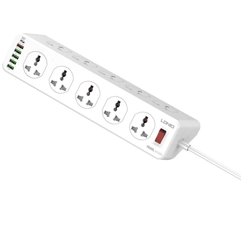 چند راهی 10 خانه الدینیو SC10610 با کابل 2 متری + شارژر USB و Type-C