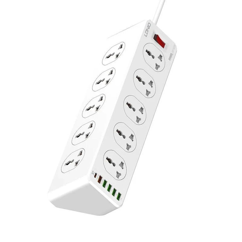 چند راهی 10 خانه الدینیو SC10610 با کابل 2 متری + شارژر USB و Type-C
