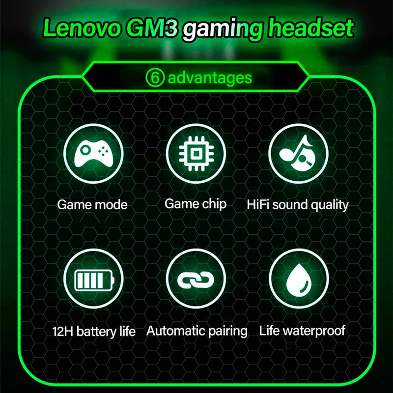 هندزفری بلوتوثی گیمینگ لنوو Think Plus Live Pods GM3