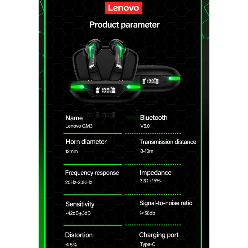 هندزفری بلوتوثی گیمینگ لنوو Think Plus Live Pods GM3