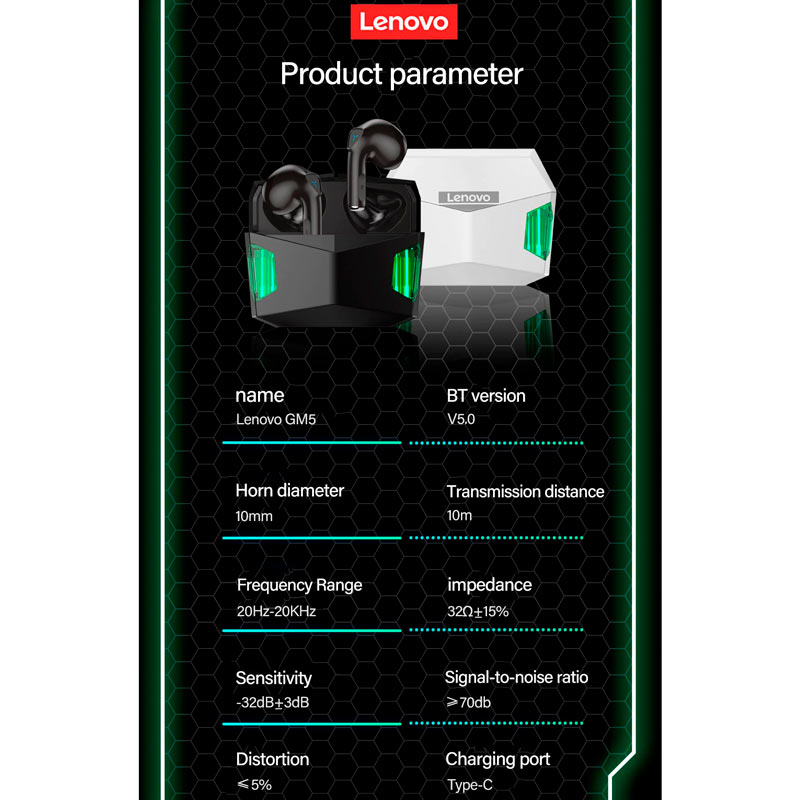 هندزفری بلوتوثی گیمینگ لنوو Think Plus Live Pods GM5
