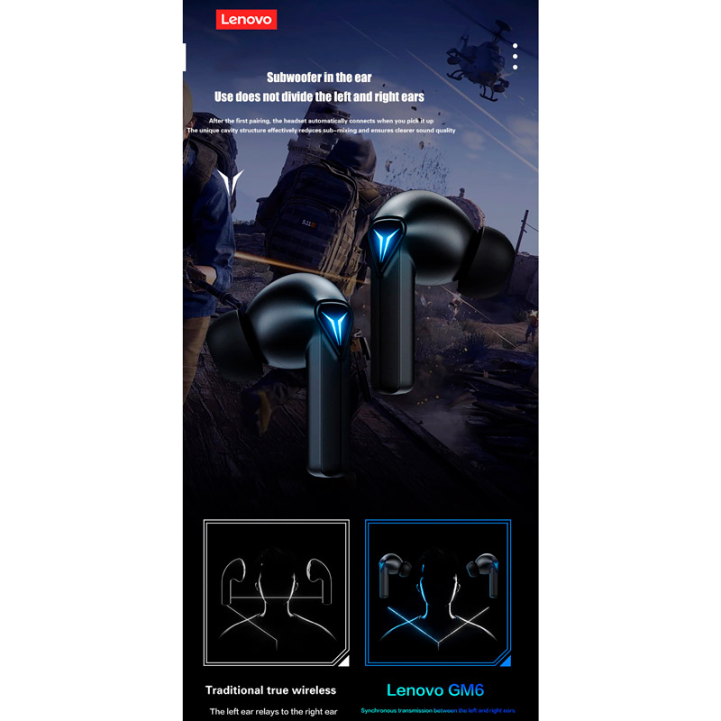 هندزفری بلوتوثی گیمینگ لنوو Think Plus Live Pods GM6