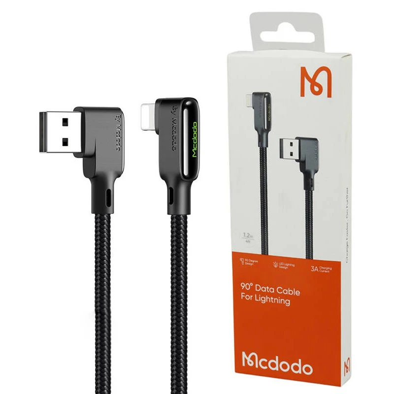 کابل لایتنینگ فست شارژ 3 آمپر مک دودو CA-7510 دو سر L طول 1.2 متر