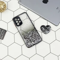 قاب متال کیس محافظ لنزدار اکلیلی + پاپ سوکت قلبی Samsung Galaxy A23