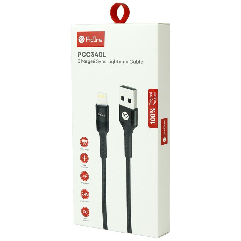 کابل آیفونی فست شارژ ProOne PCC340L 2.4A 1m