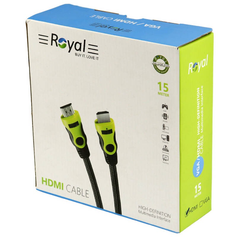 کابل Royal HDMI 15m پوست ماری