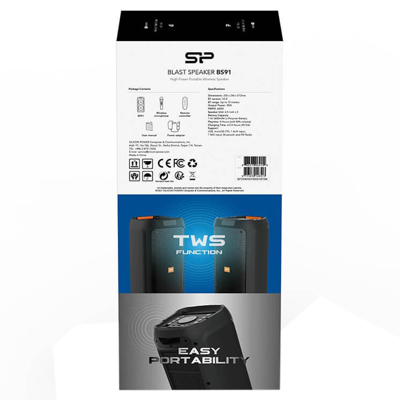اسپیکر بلوتوثی رم و فلش خور Silicon Power BS91 + میکروفون و ریموت کنترل