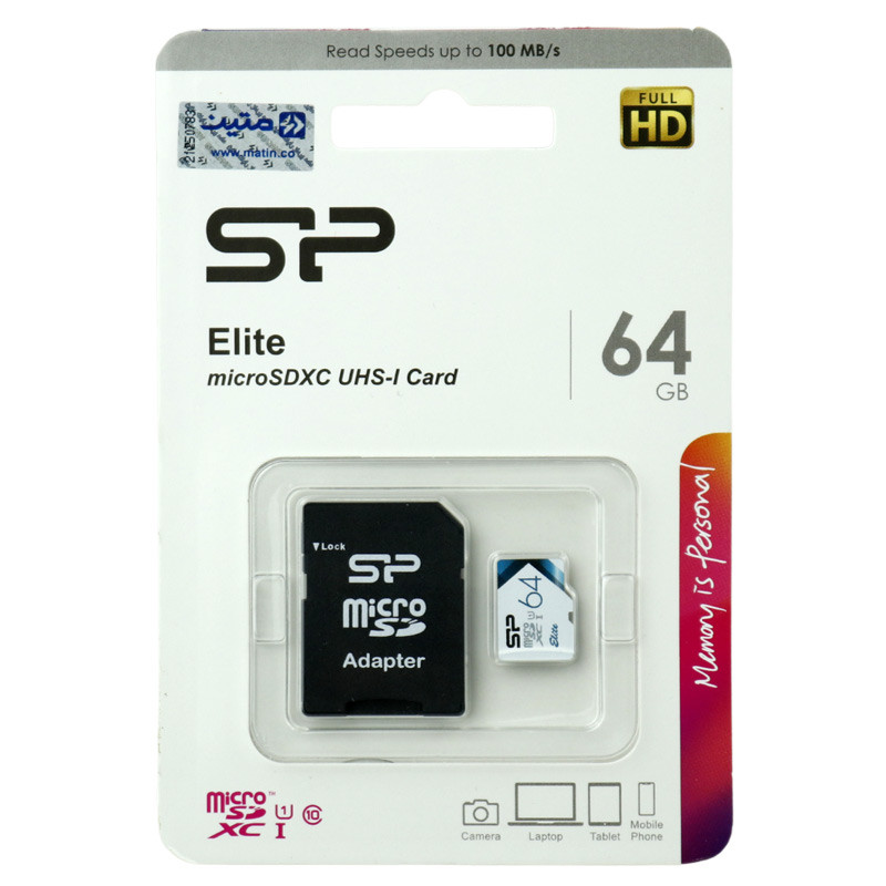 رم میکرو 64 گیگ سیلیکون پاور Silicon Power Elite U1 C10 100MB/s + خشاب