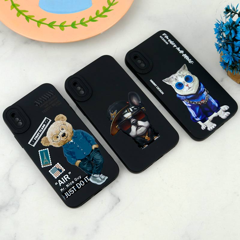 قاب سیلیکونی طرحدار محافظ لنزدار iPhone X/XS