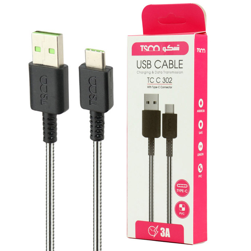 کابل تایپ سی فست شارژ TSCO TC C302 3A 1m