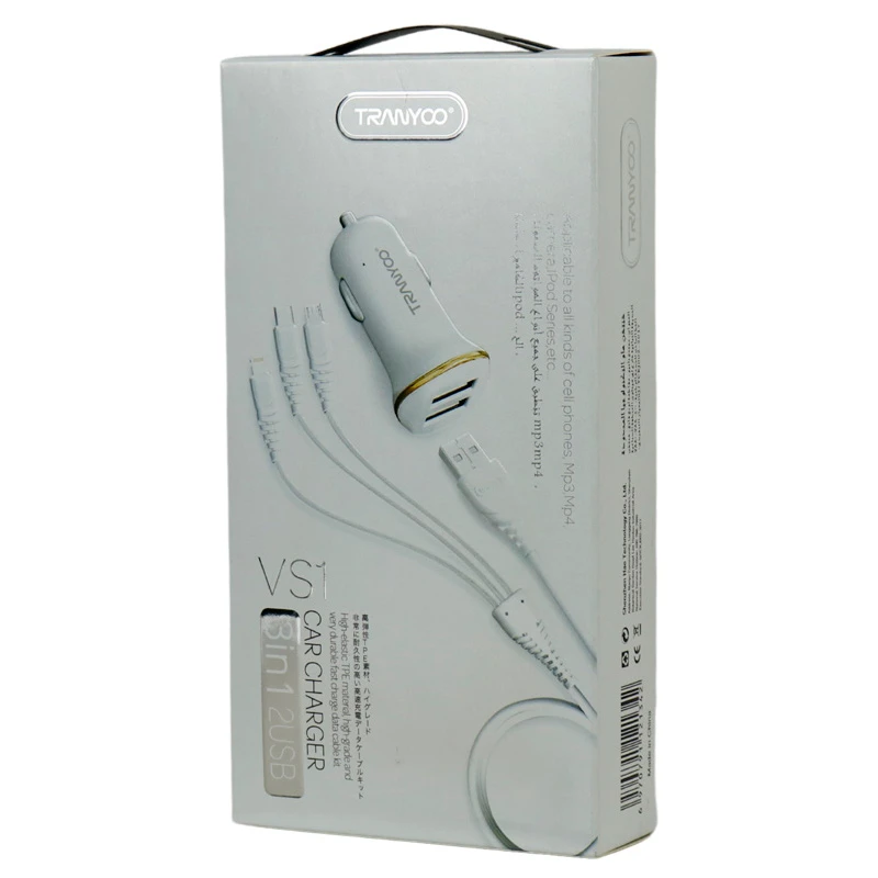 شارژر فندکی Tranyoo VS1 C1 2.1A 10.5W + کابل 3 سر