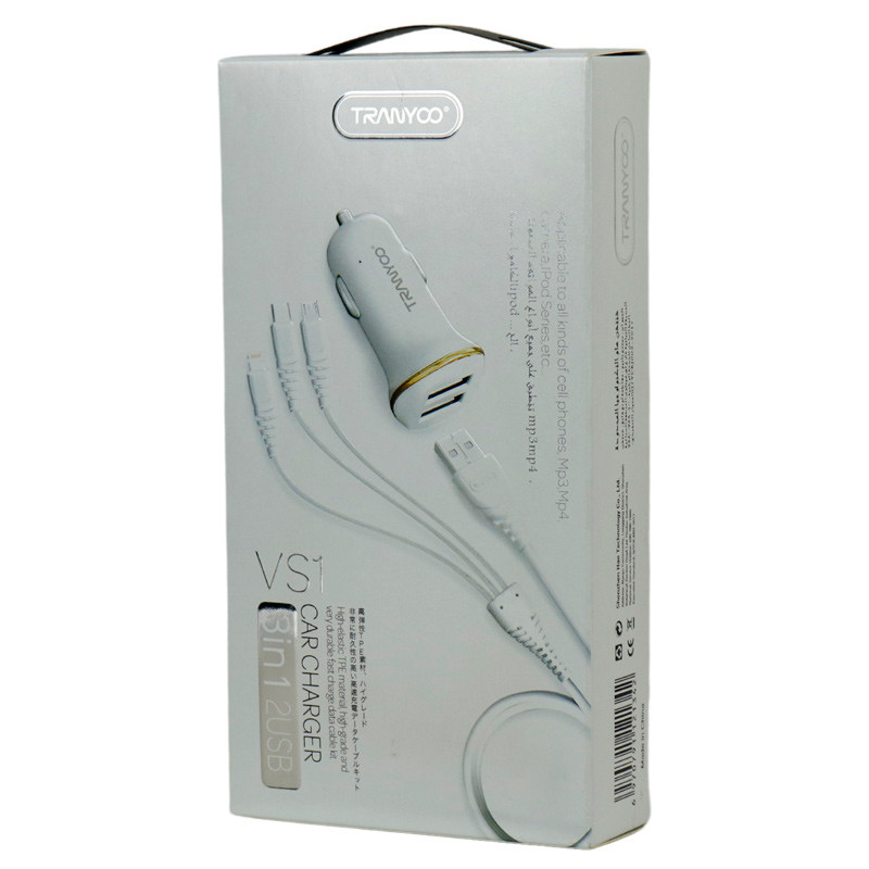 شارژر فندکی Tranyoo VS1 C1 2.1A 10.5W + کابل 3 سر