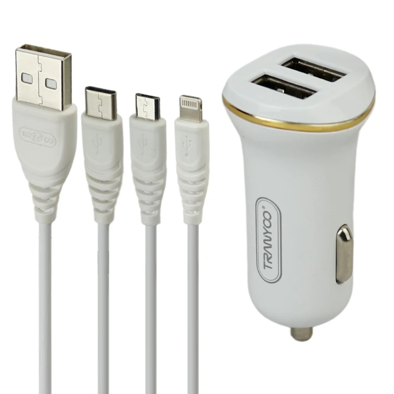 شارژر فندکی Tranyoo VS1 C1 2.1A 10.5W + کابل 3 سر