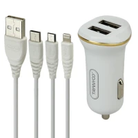 شارژر فندکی Tranyoo VS1 C1 2.1A 10.5W + کابل 3 سر