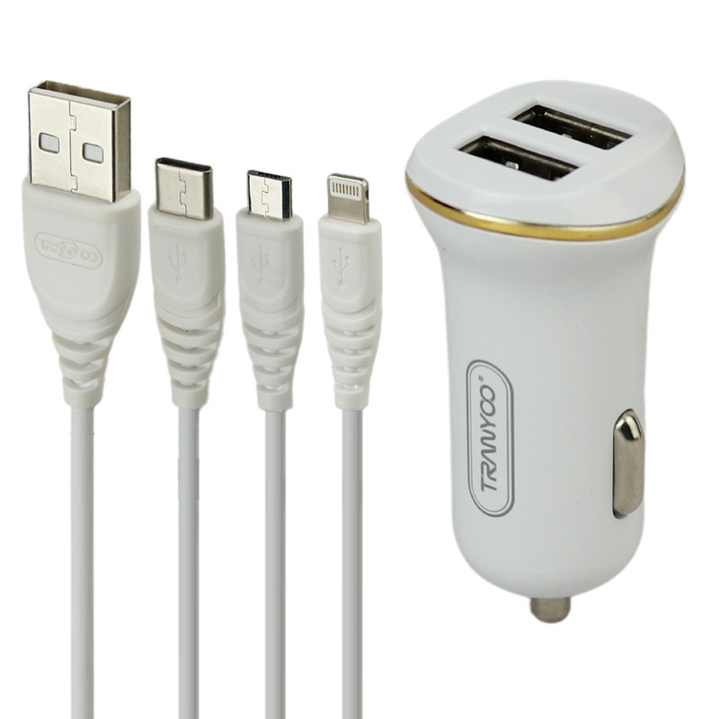 شارژر فندکی Tranyoo VS1 C1 2.1A 10.5W + کابل 3 سر