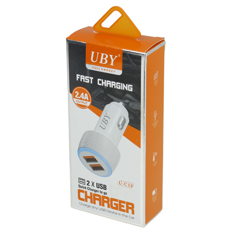 شارژر فندکی فست شارژ UBY U-C12 2.4A 12W + کابل تایپ سی
