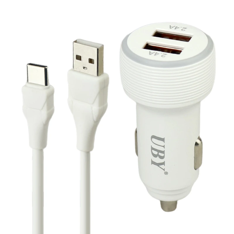 شارژر فندکی فست شارژ UBY U-C12 2.4A 12W + کابل تایپ سی