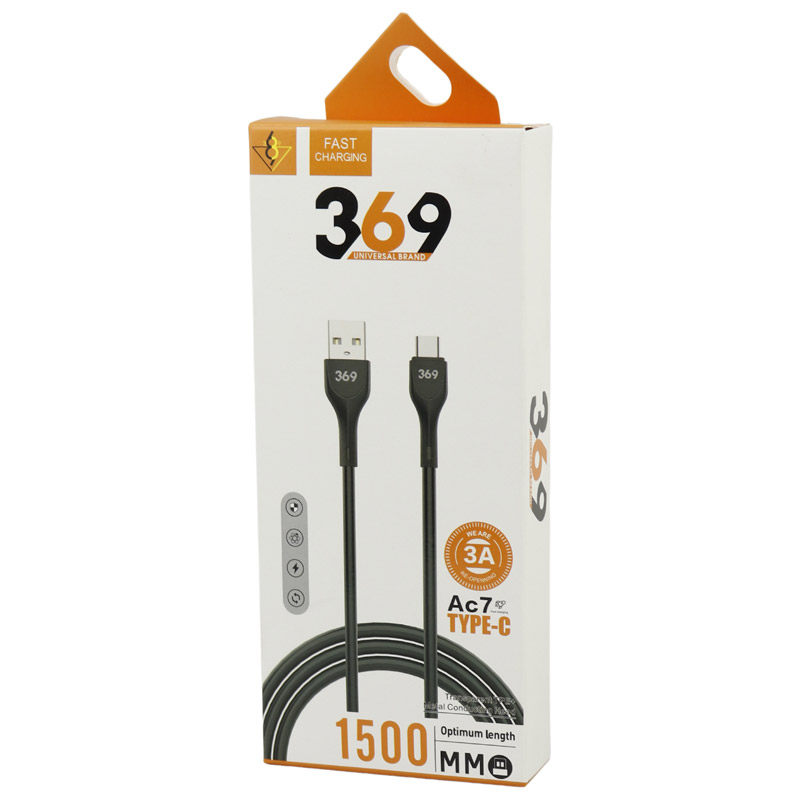 کابل تایپ سی فست شارژ Universal Brand 369 AC7 3A 1.5m
